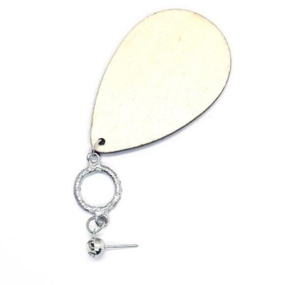 NWT Silver-Tone Rhinestone Painted Wood Dangle Earrings - Picture 3 of 9